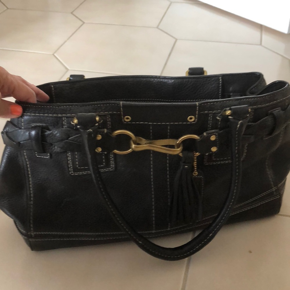 Vintage leather Coach black pebble leather bag